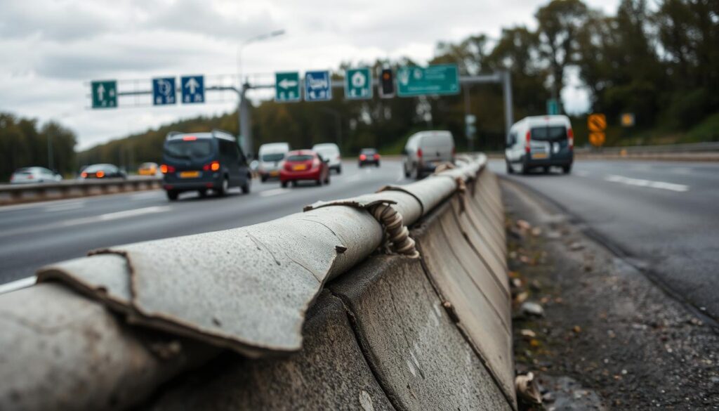 uszkodzenia barierek drogowych